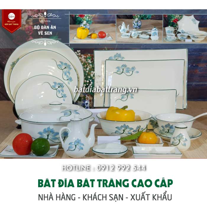Xưởng sản xuất bộ đồ ăn gốm sứ Bát Tràng cao cấp giá sỉ tốt